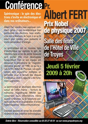 Flyer pour la conférence d'Albert Fert