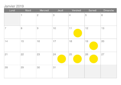 Les dates à retenir en janvier 2019